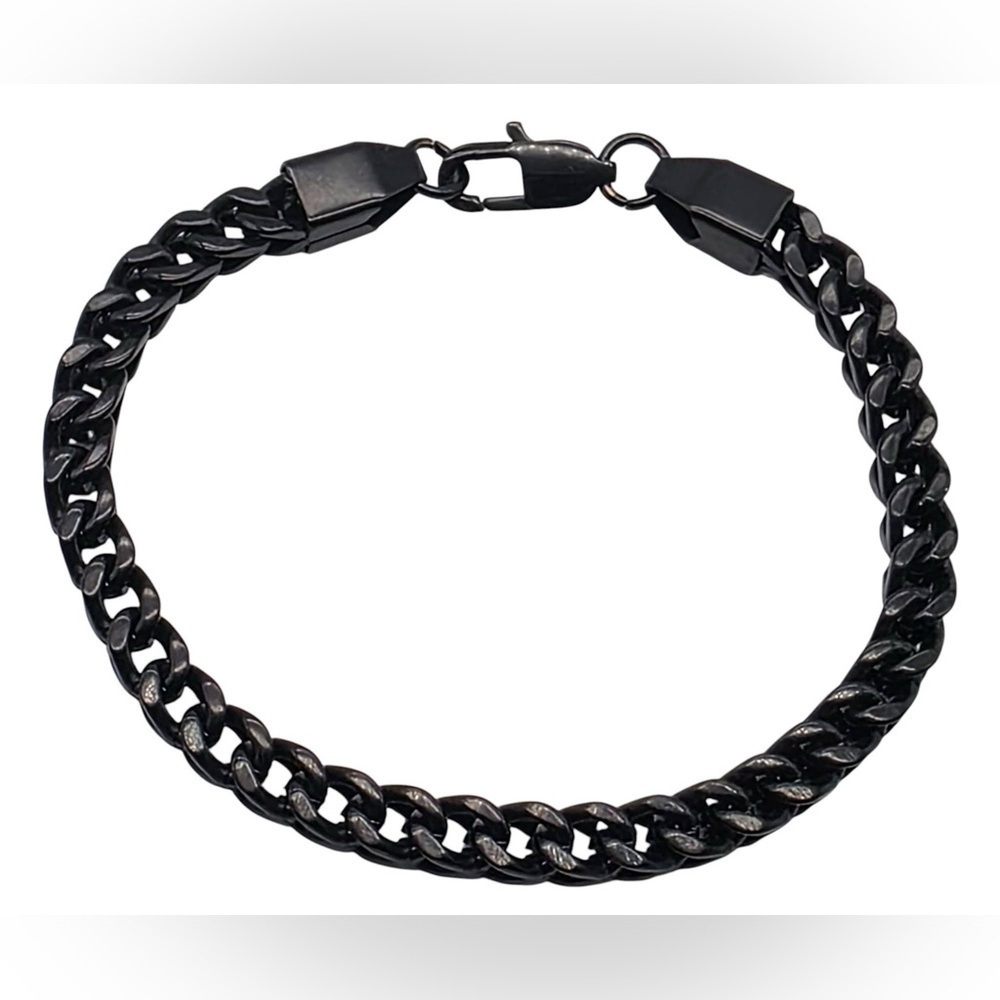 Wide Curb Chain Bracelet For Women Men Black Stainless Steel High Polished 8.5 - Picture 3 of 5